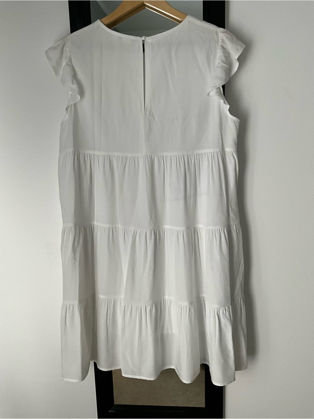 White Tiered Flutter Sleeve Dress